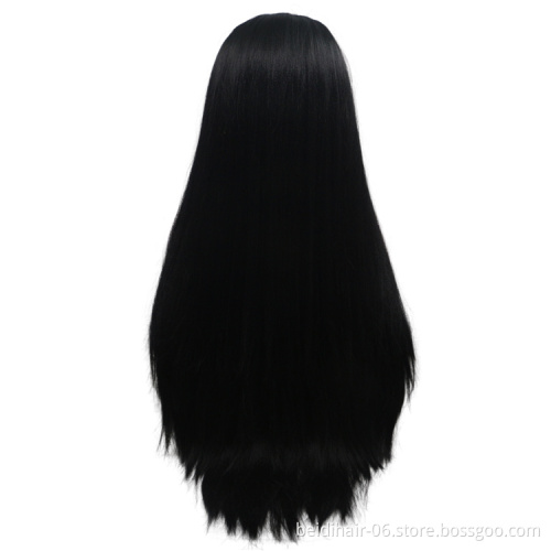 Long Black 1X4 Top Lace Front Synthetic Hair Wig